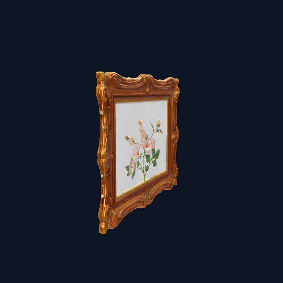 Vintage Ornate Frame with Floral Art Model Pack